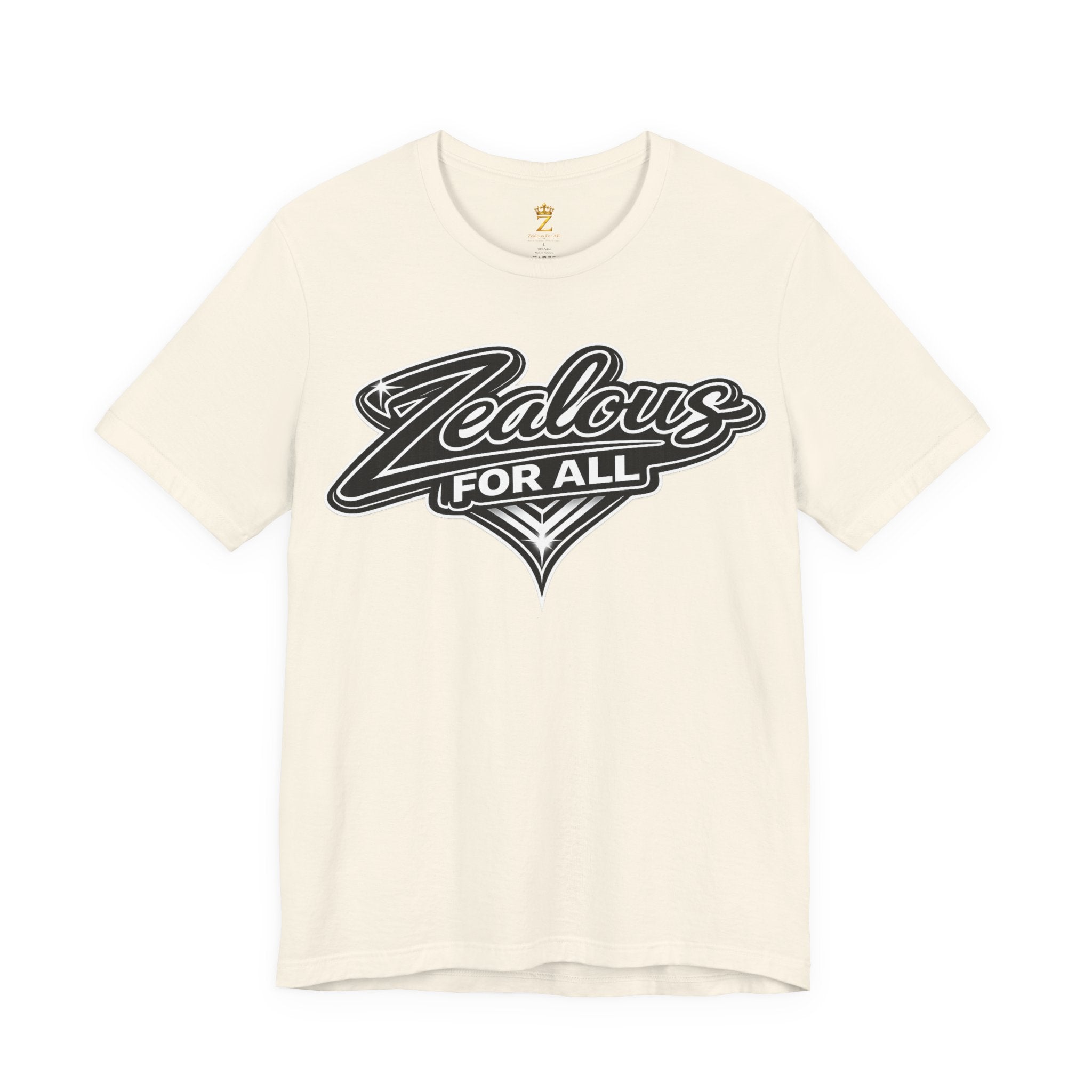 Zealous For All Graphic T-Shirt (Black Logo) Printify