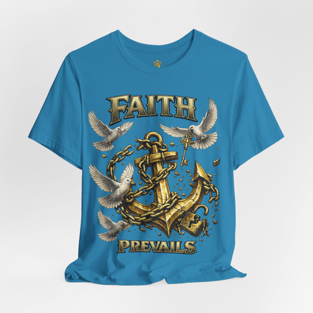 Faith Prevails T‑Shirt (Gold Anchor) Printify