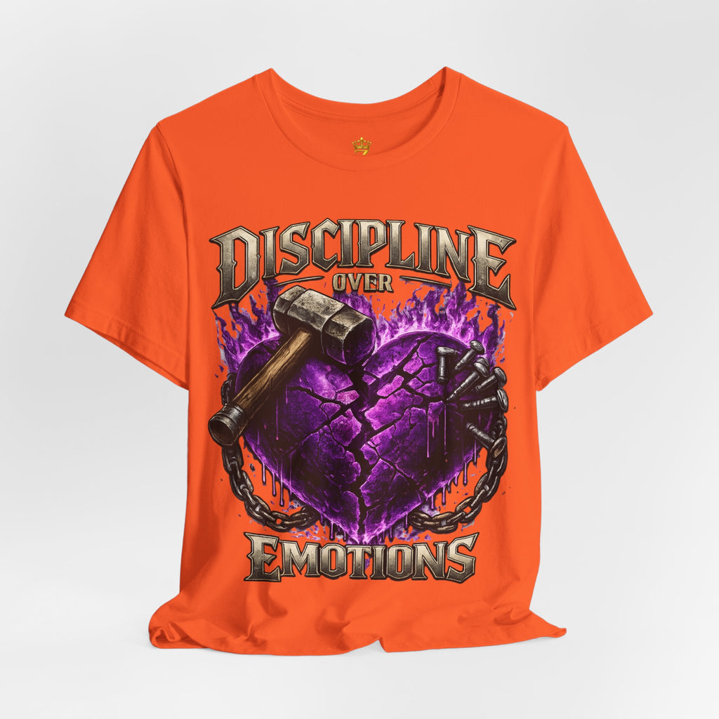 Discipline Over Emotions Premium Graphic T-Shirt (Purple Heart) Printify