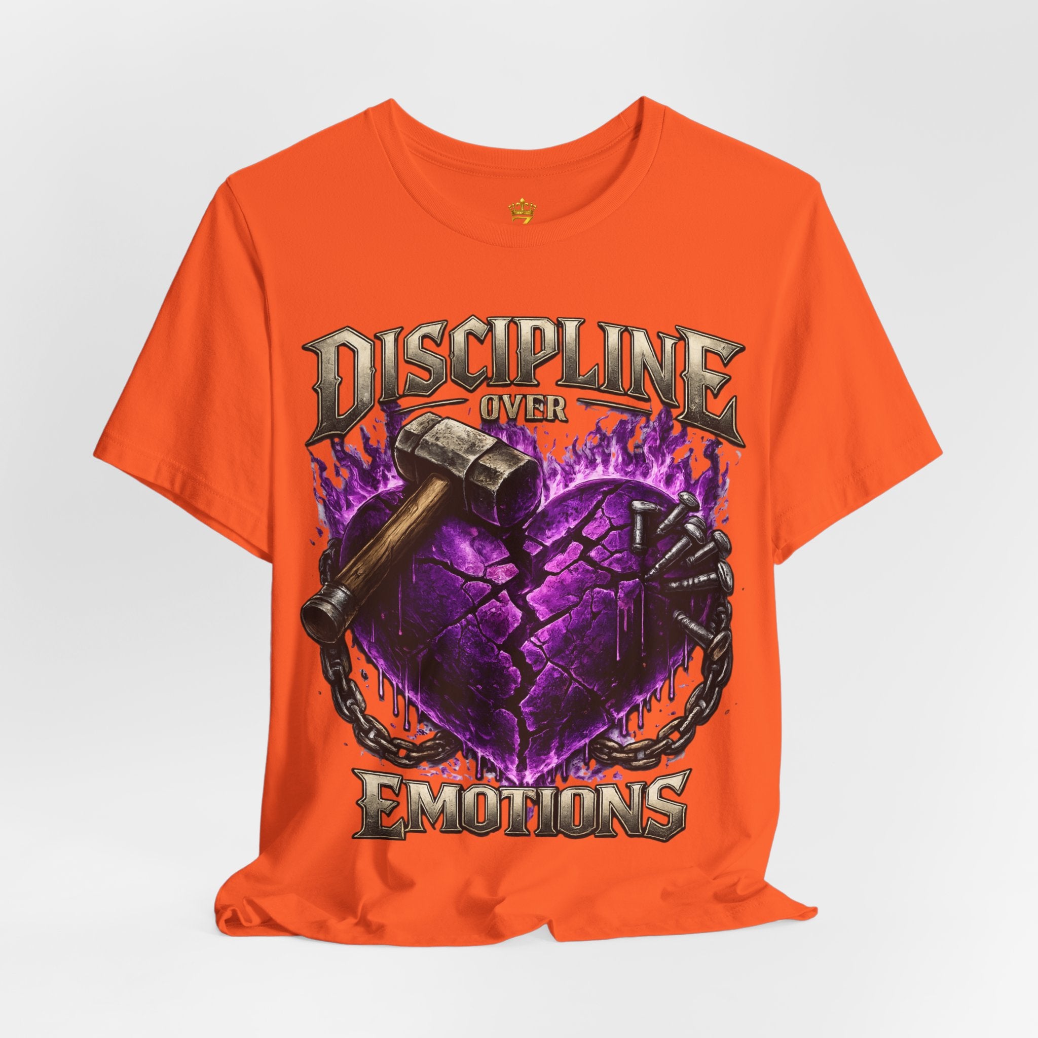 Discipline Over Emotions Premium Graphic T-Shirt (Purple Heart) Printify