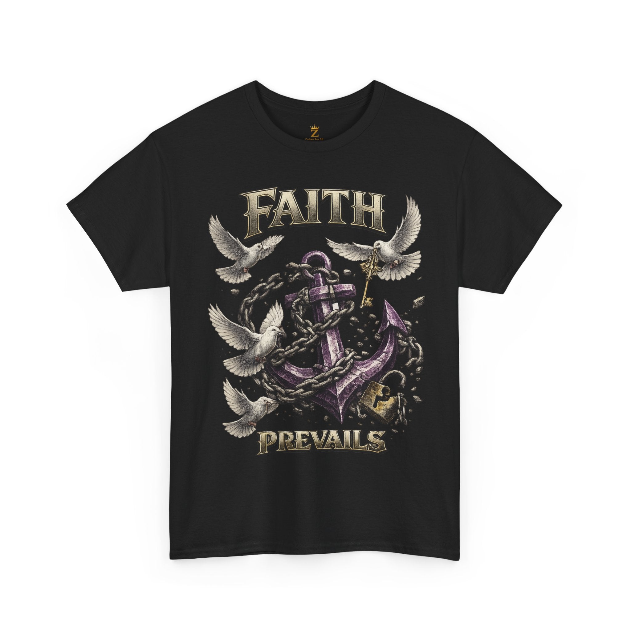 Adult Faith Prevails T‑Shirt (Purple Anchor) Printify
