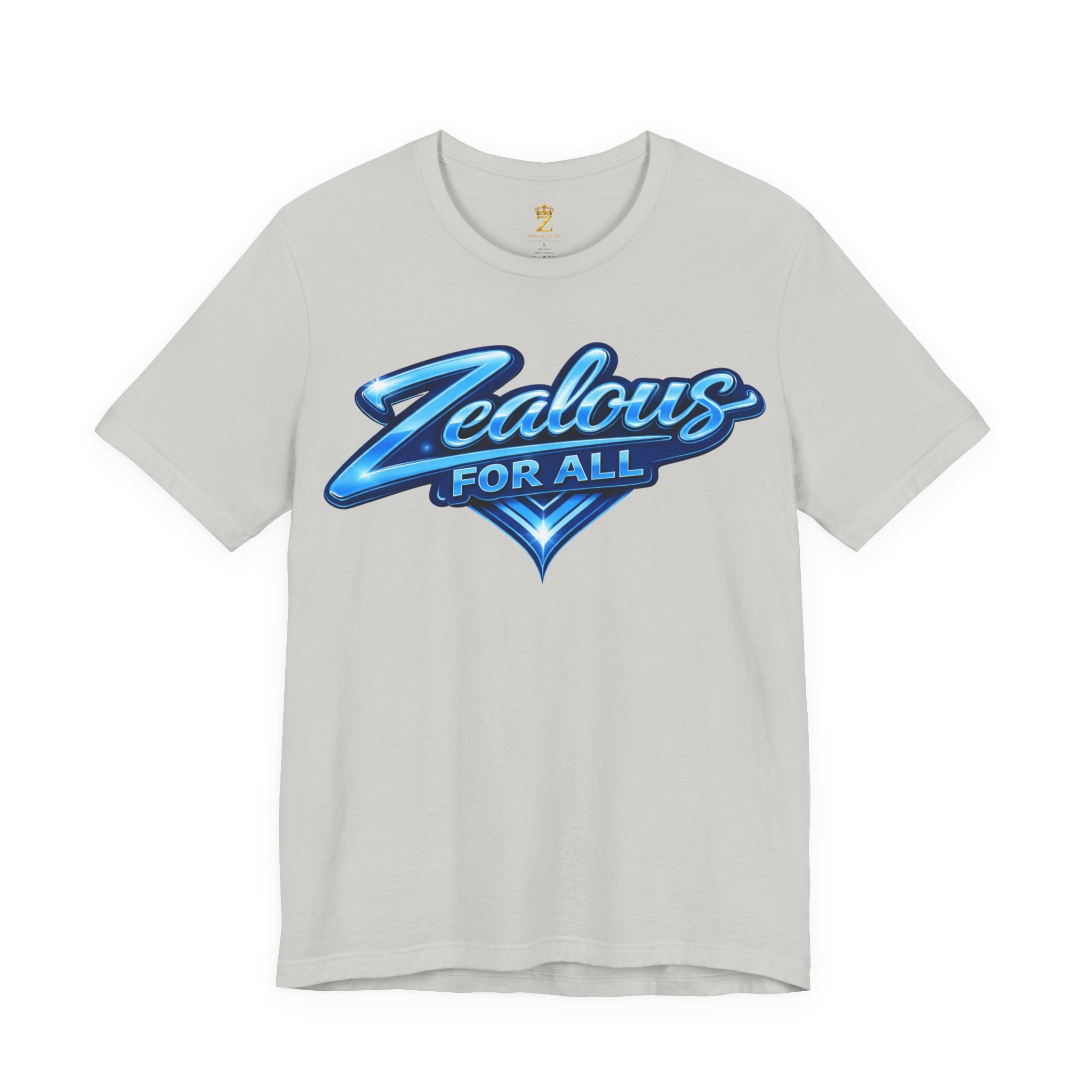 Zealous For All Graphic T-Shirt (Blue Logo) Printify