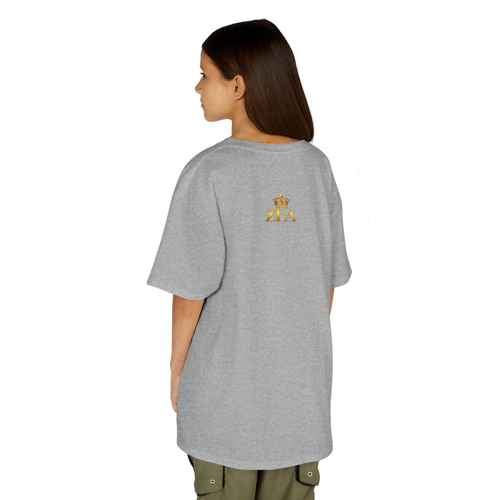 First Kids Zealous For All T-Shirt Drop 01 — Gold Logo Kids Tee Printify