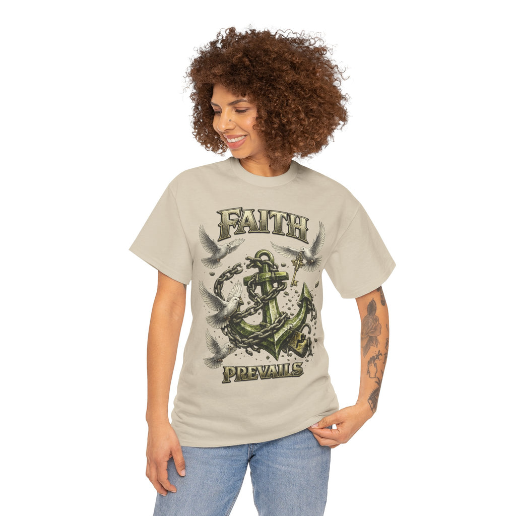 Adult Faith Prevails Anchor T-Shirt (Green Anchor) Printify