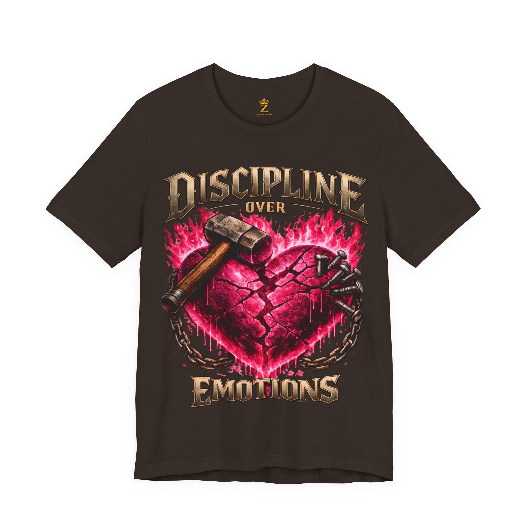 Discipline Over Emotions Premium Graphic T-Shirt (Hot Pink Heart) Printify