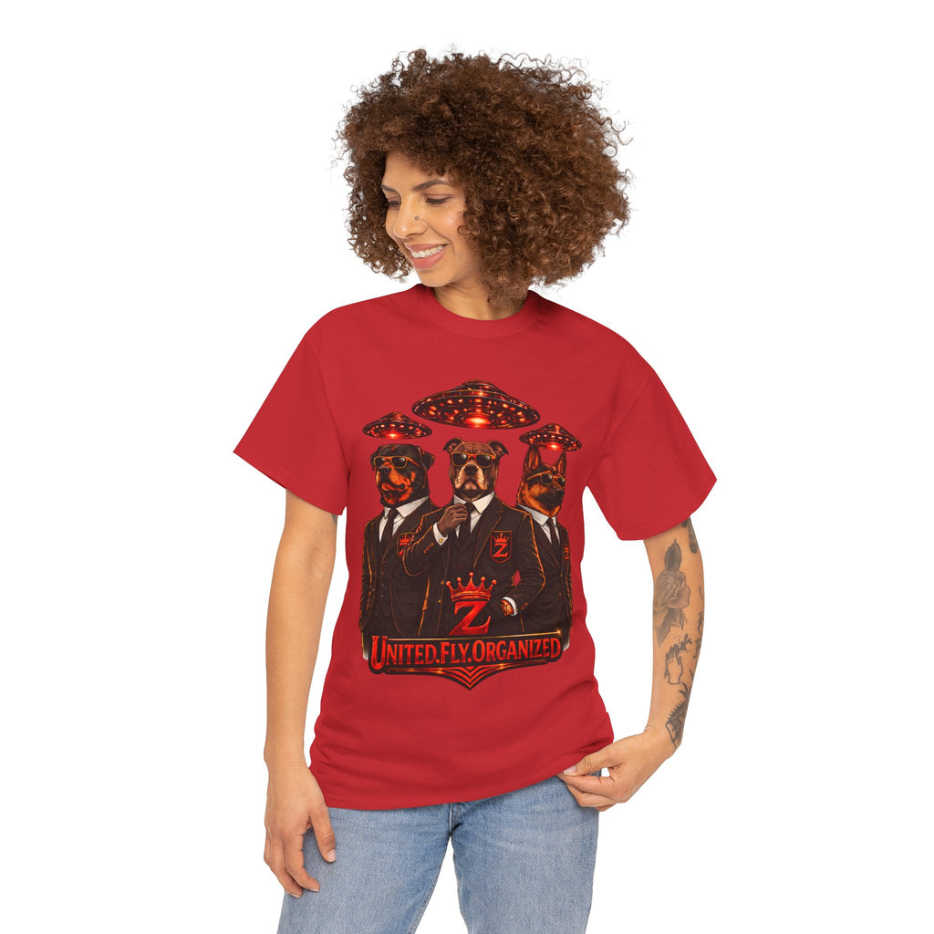 Adult "United. Fly. Organized." Graphic Tee (Red) Printify