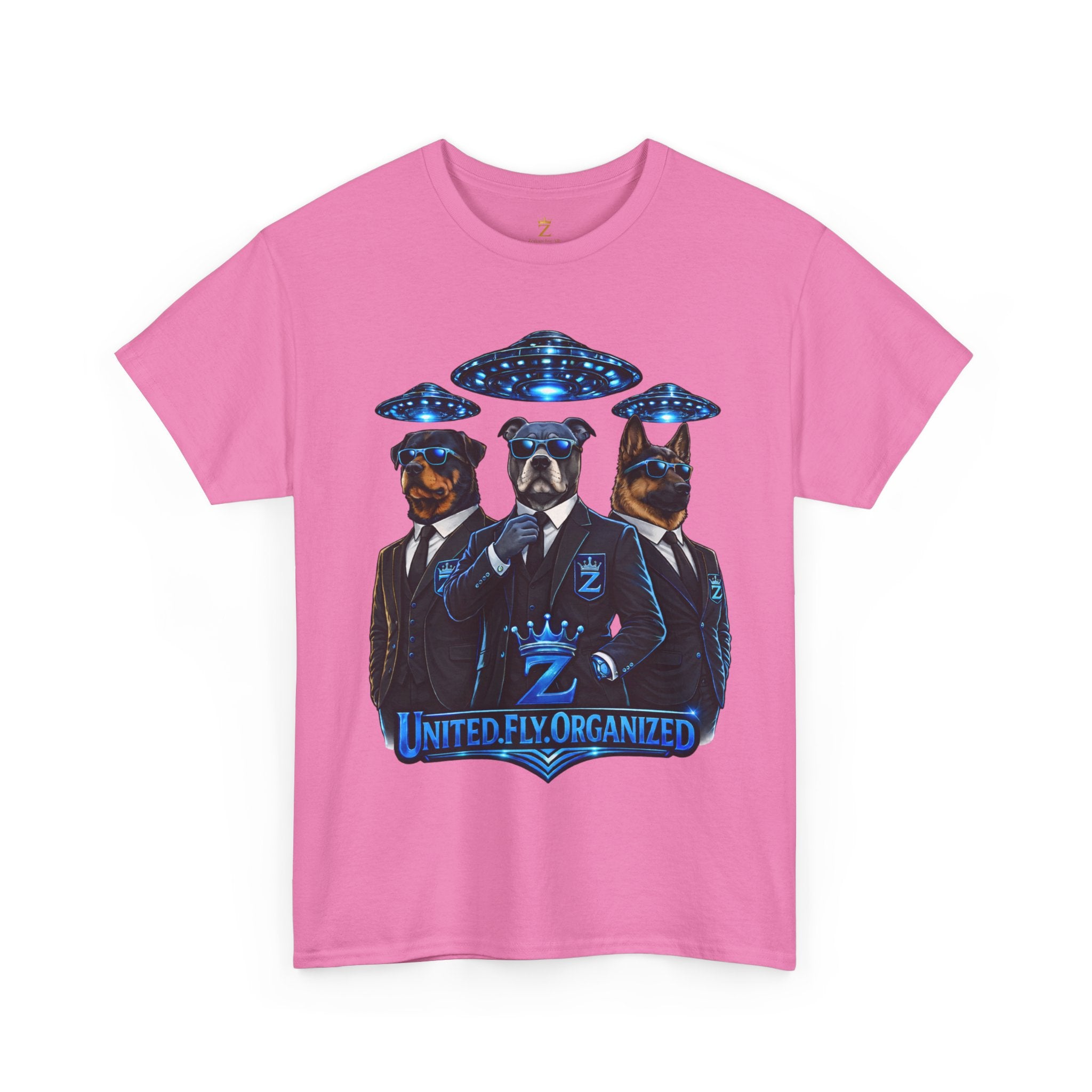 Adult "United. Fly. Organized." Graphic Tee (Blue) Printify