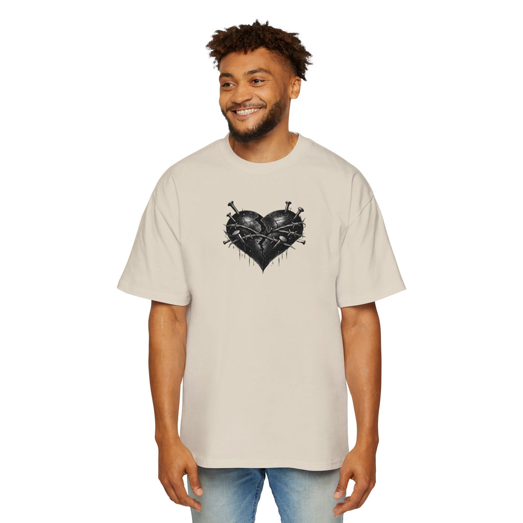 Oversized Discipline Over Emotions (Back) Graphic Tee (Black Heart) Printify