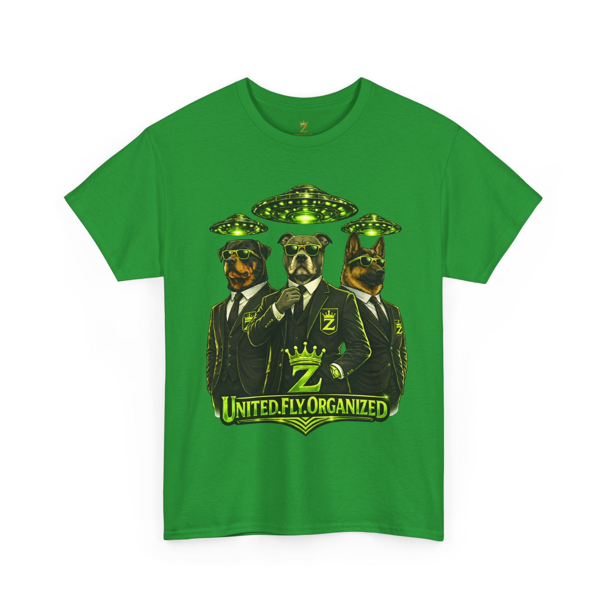 Adult "United. Fly. Organized." Graphic Tee (Lime Green) Printify