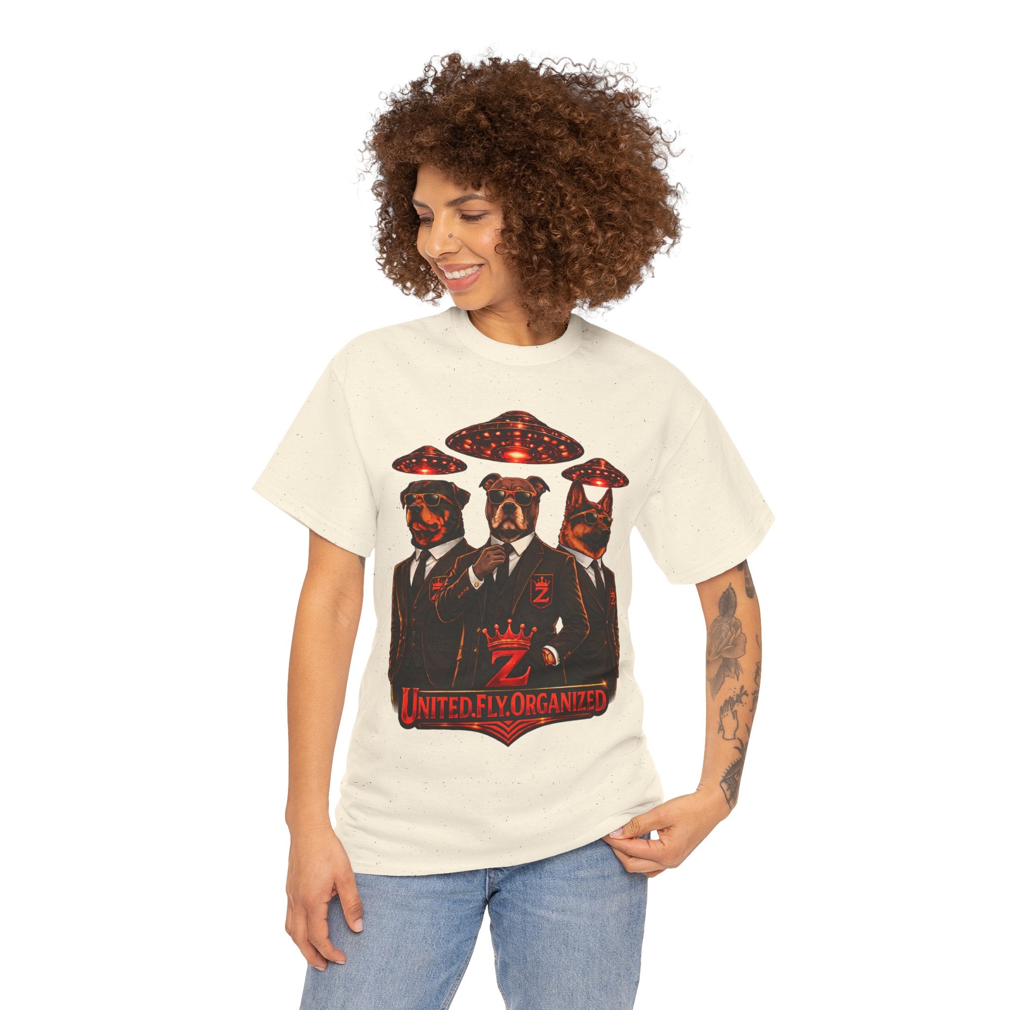 Adult "United. Fly. Organized." Graphic Tee (Red) Printify