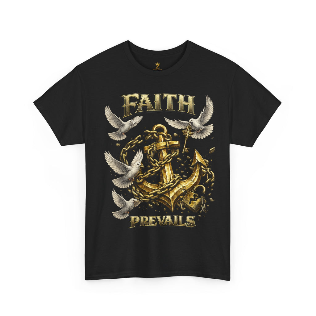 Adult Faith Prevails Anchor T-Shirt (Gold Anchor) Printify