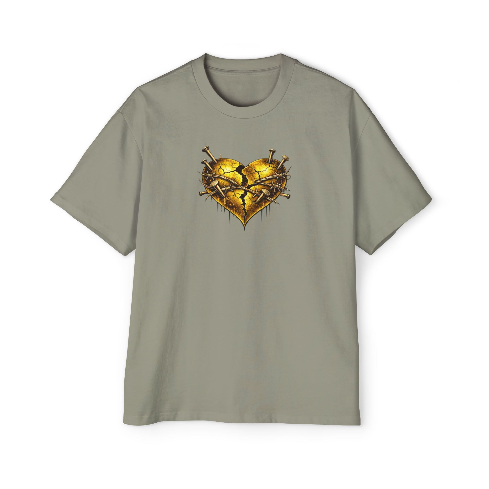 Oversized Discipline Over Emotions (Back) Graphic Tee (Gold Heart) Printify