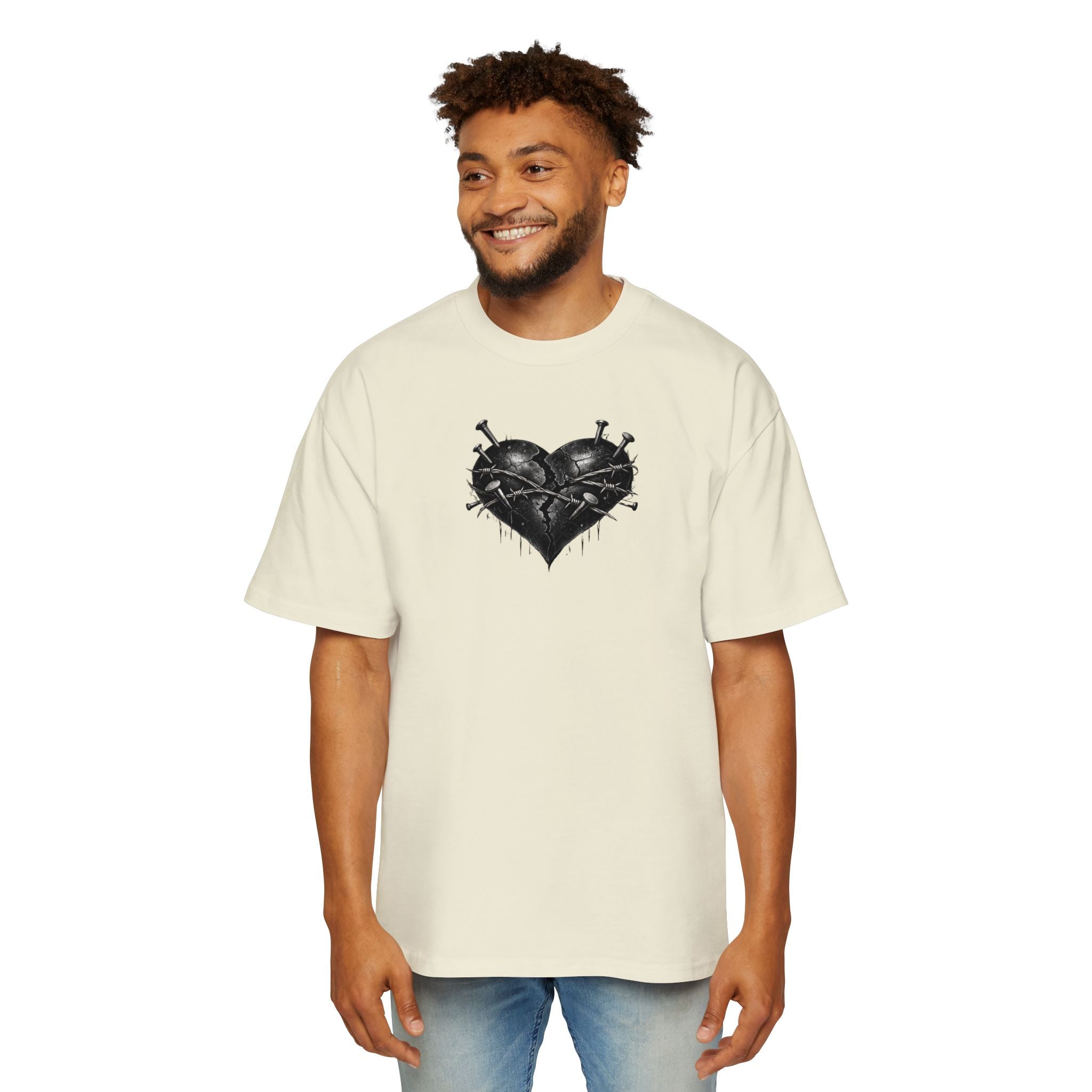 Oversized Discipline Over Emotions (Back) Graphic Tee (Black Heart) Printify