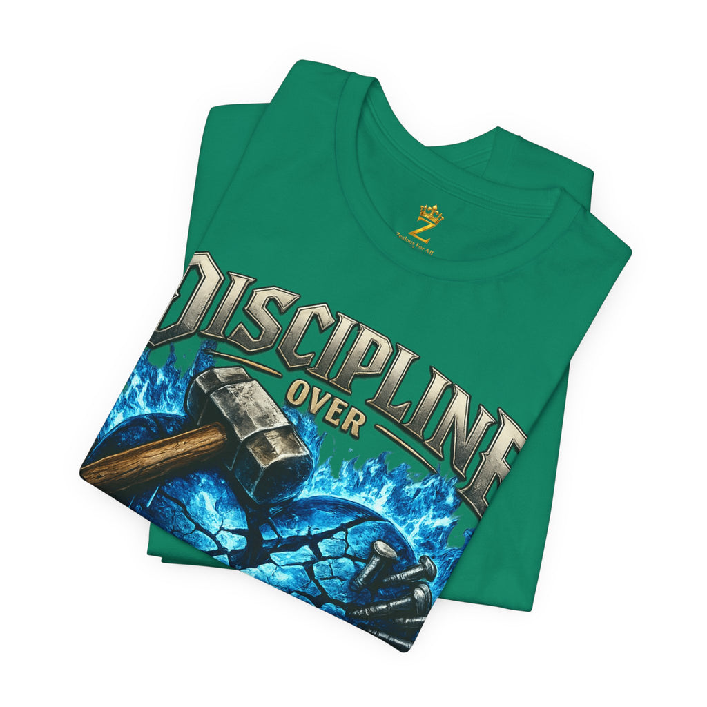 Discipline Over Emotions Premium Graphic T-Shirt (Blue Heart) Printify