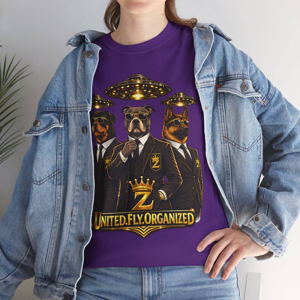 Adult "United. Fly. Organized." Graphic Tee (Gold) Printify