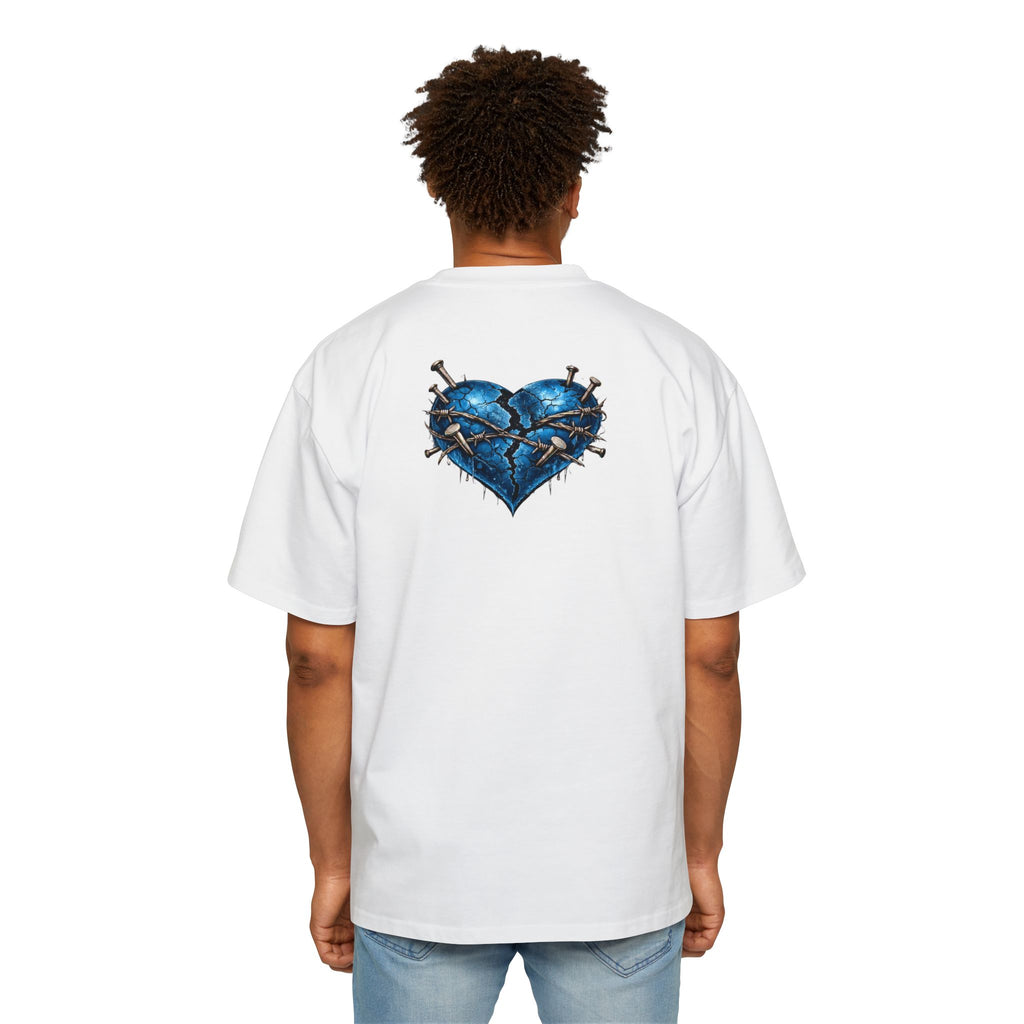 Oversized Discipline Over Emotions Graphic T-Shirt (Blue Heart) Printify