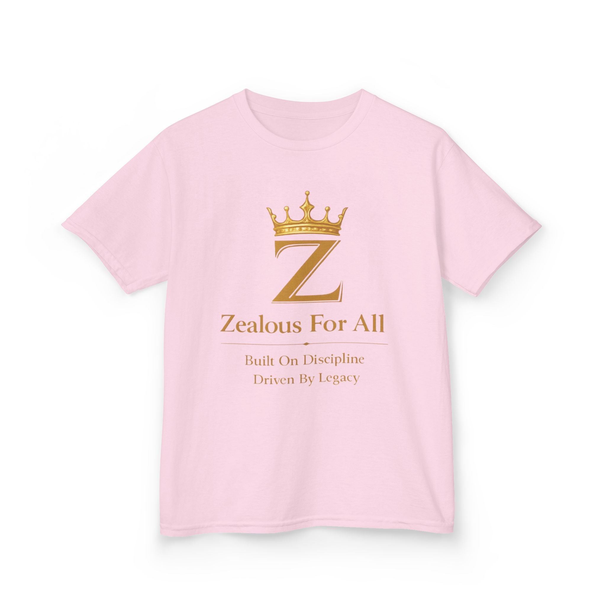 Kids Zealous For All T-Shirt Drop 01 — Gold Logo Kids Tee Printify