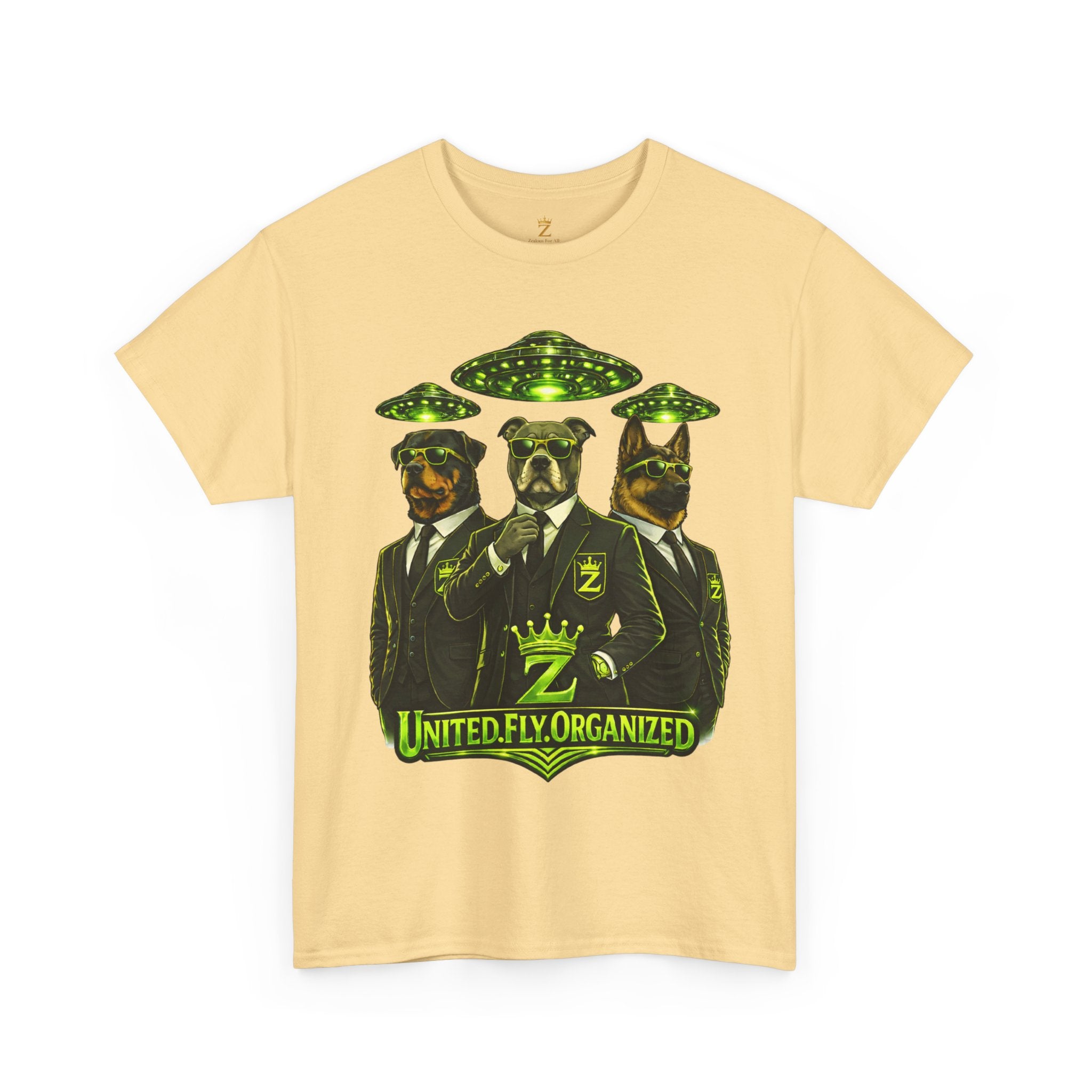 Adult "United. Fly. Organized." Graphic Tee (Lime Green) Printify