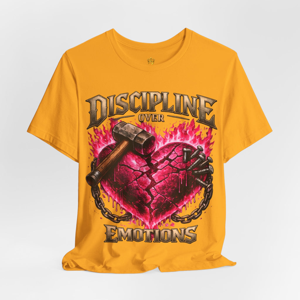 Discipline Over Emotions Premium Graphic T-Shirt (Hot Pink Heart) Printify