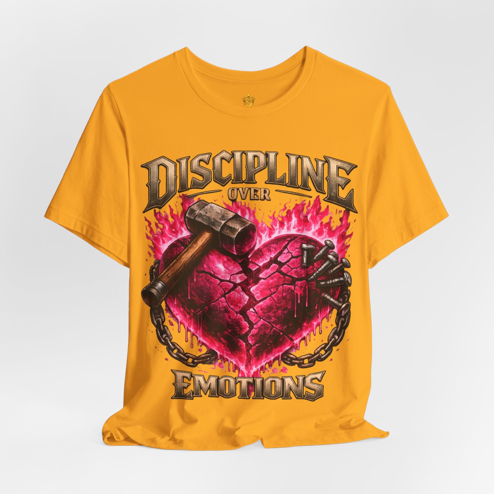 Discipline Over Emotions Premium Graphic T-Shirt (Hot Pink Heart) Printify