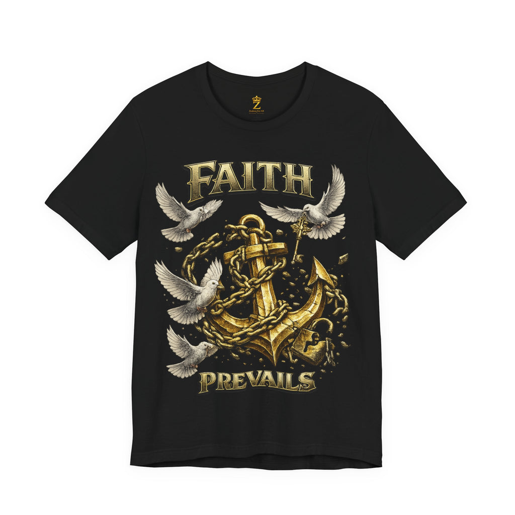 Faith Prevails T‑Shirt (Gold Anchor) Printify