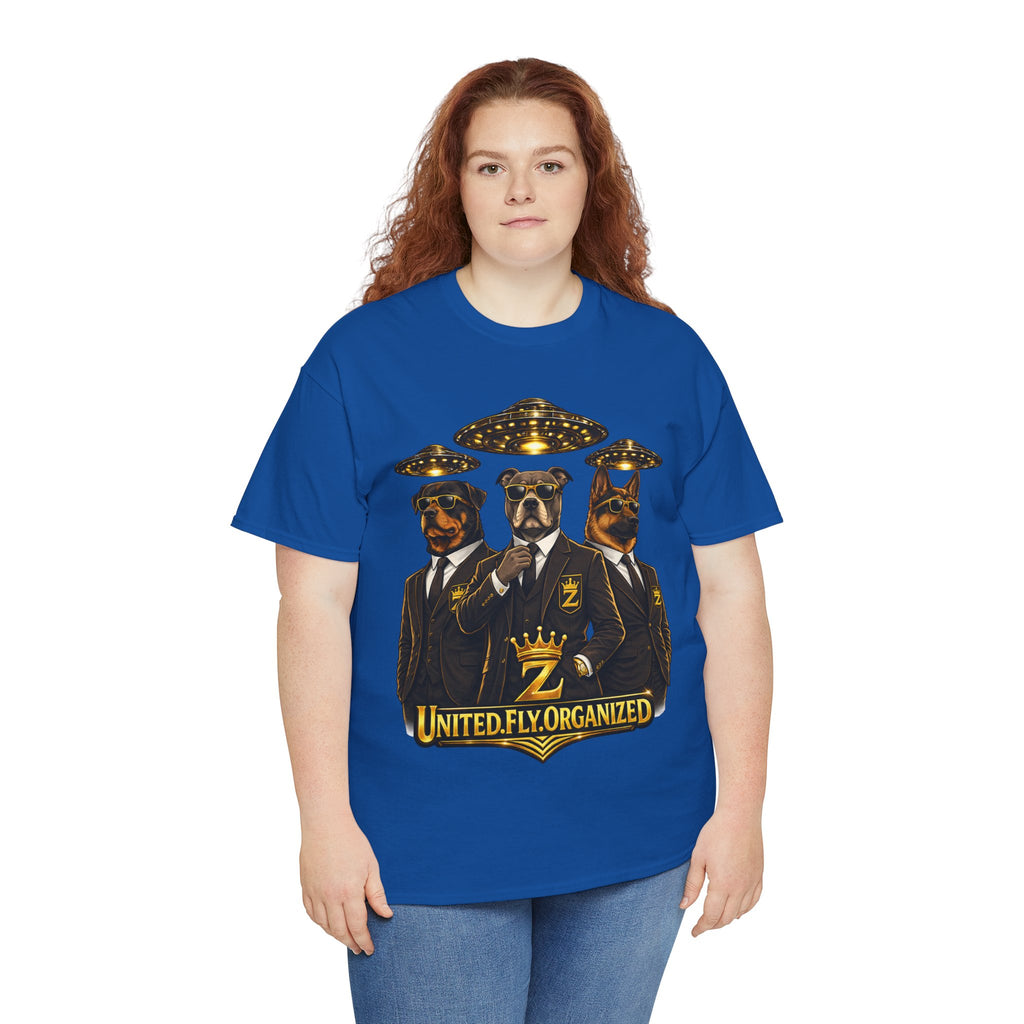 Adult "United. Fly. Organized." Graphic Tee (Gold) Printify
