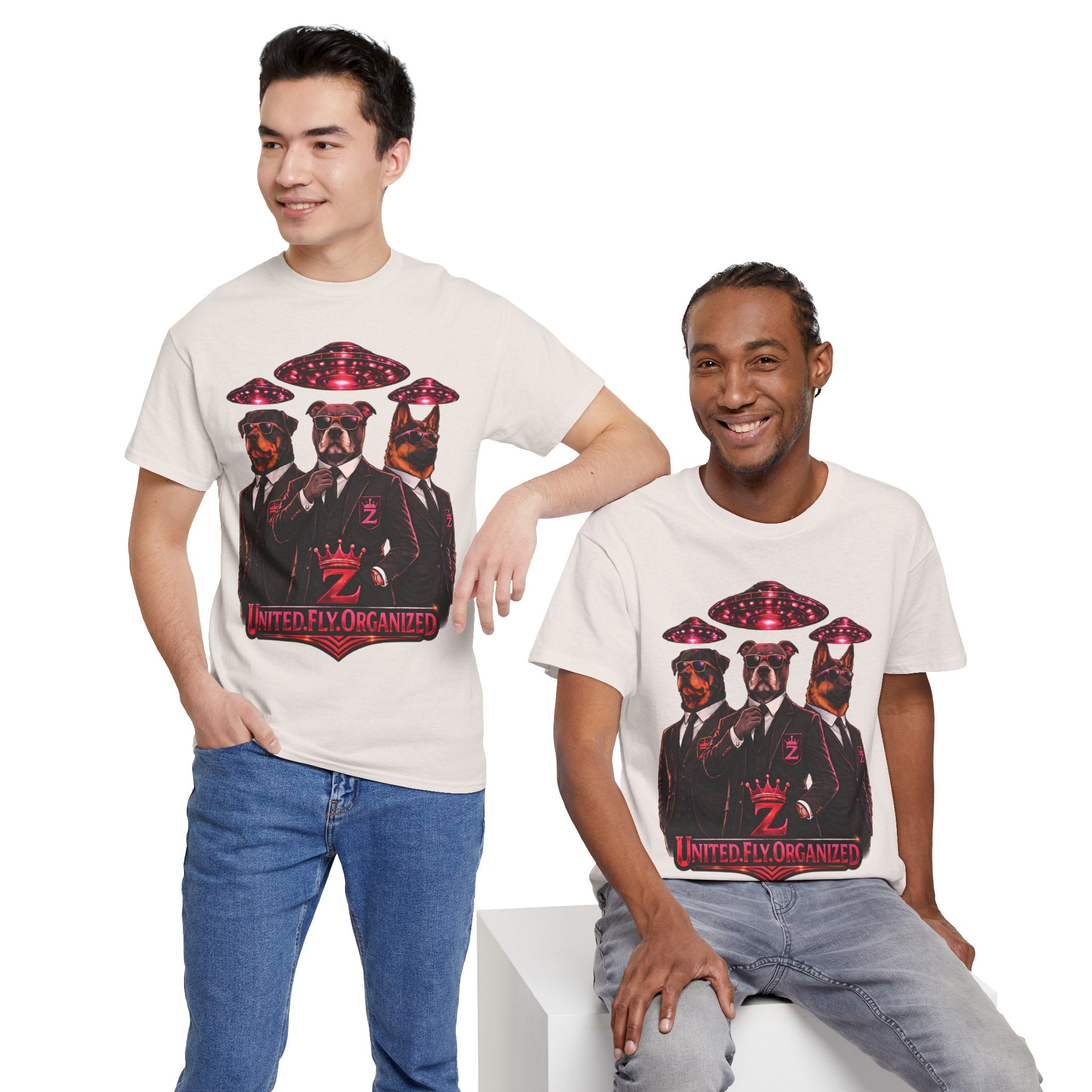 Adult "United. Fly. Organized." Graphic Tee (Hot Pink) Printify