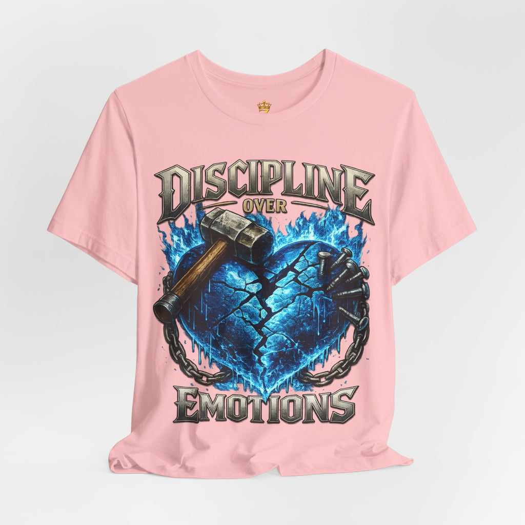 Discipline Over Emotions Premium Graphic T-Shirt (Blue Heart) Printify