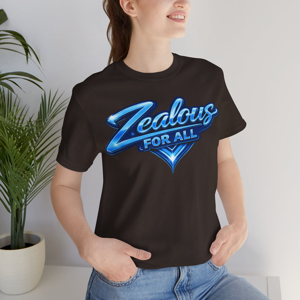 Zealous For All Graphic T-Shirt (Blue Logo) Printify