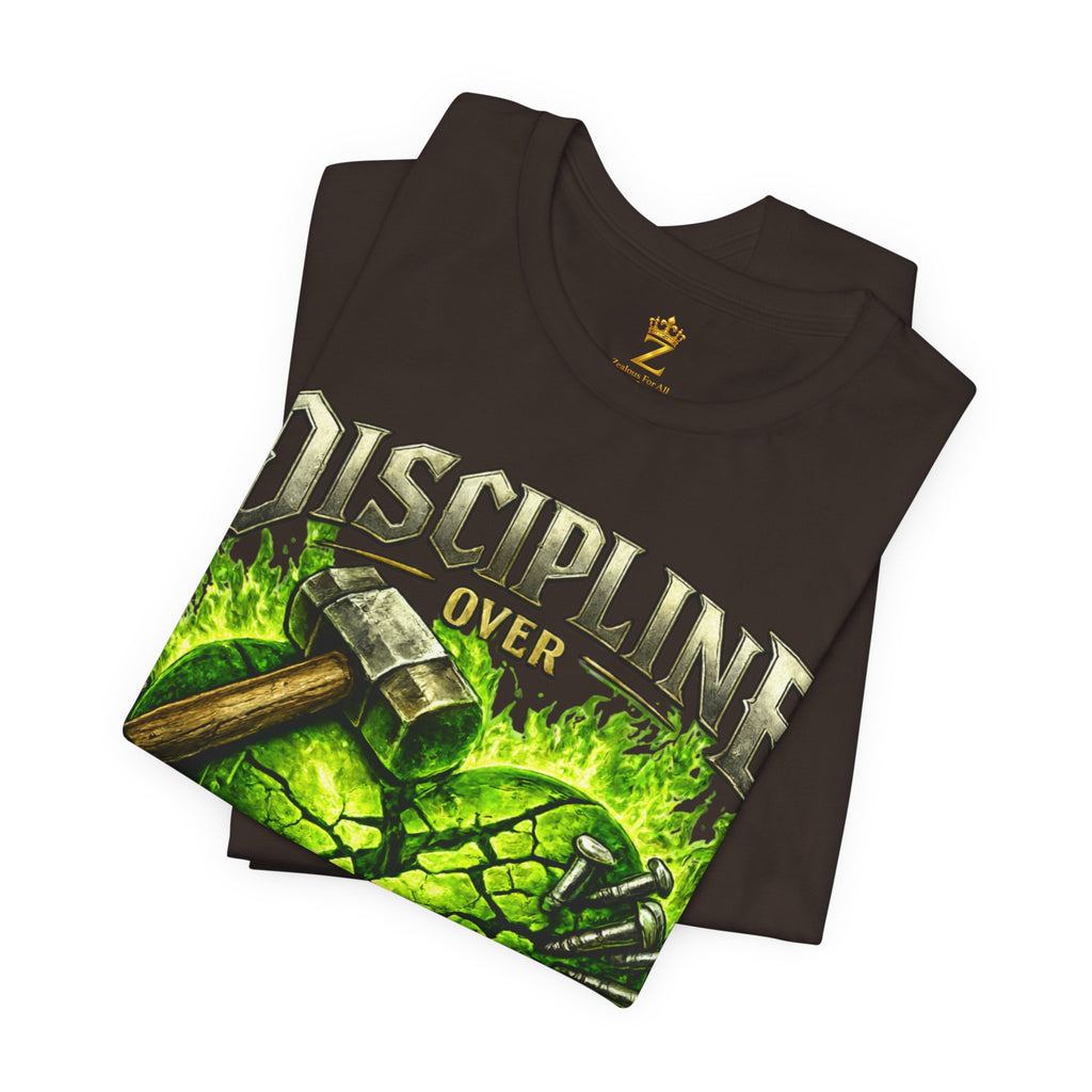 Discipline Over Emotions Premium Graphic T-Shirt (Lime Green Heart) Printify