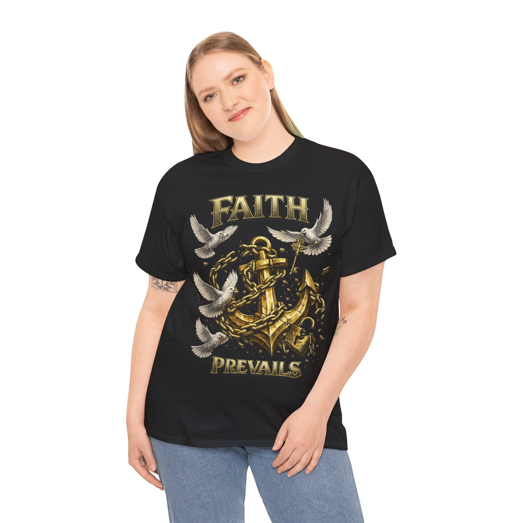 Adult Faith Prevails Anchor T-Shirt (Gold Anchor) Printify