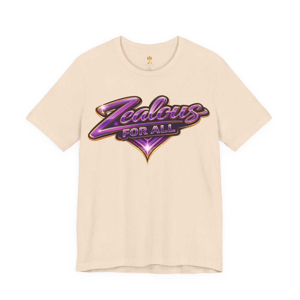 CUSTOM Zealous For All Graphic T-Shirt (Purple & Gold Trim Logo)