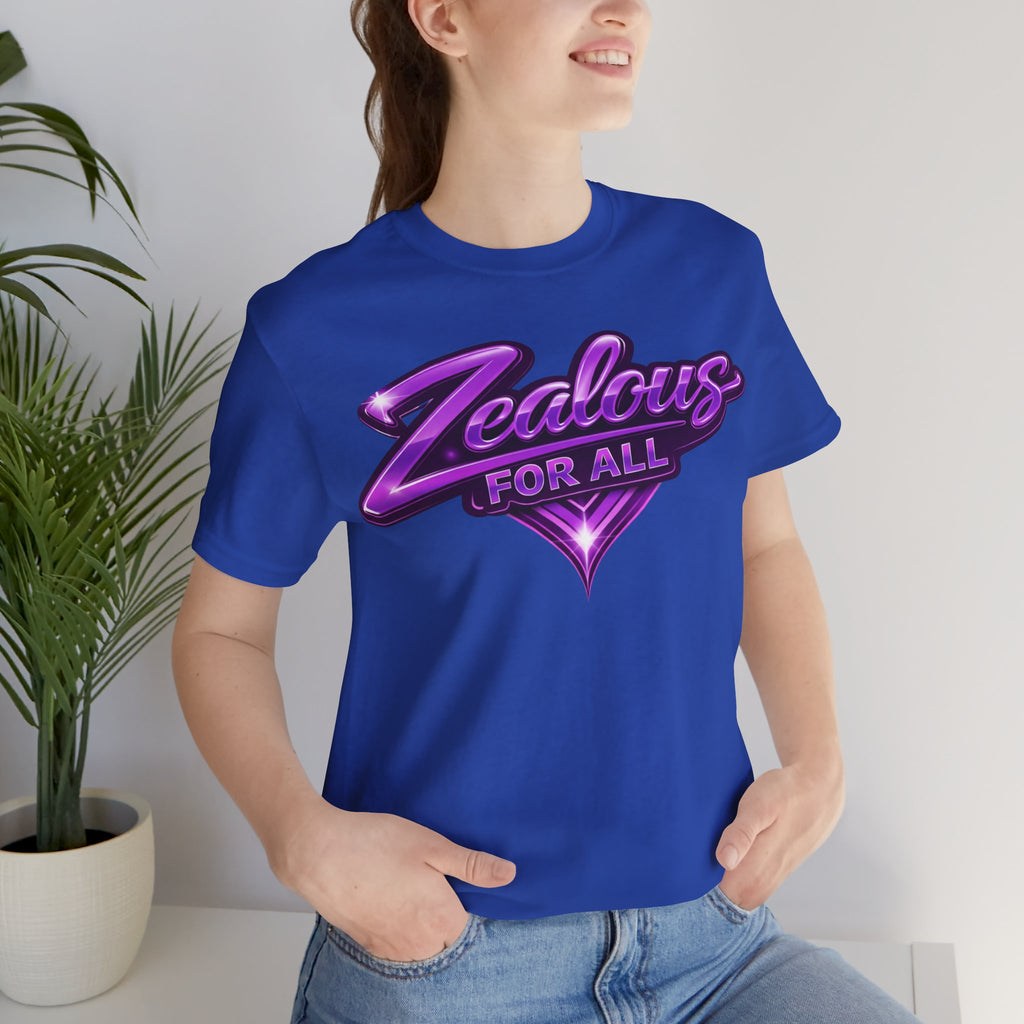 Zealous For All Graphic T-Shirt (Purple Logo) Printify