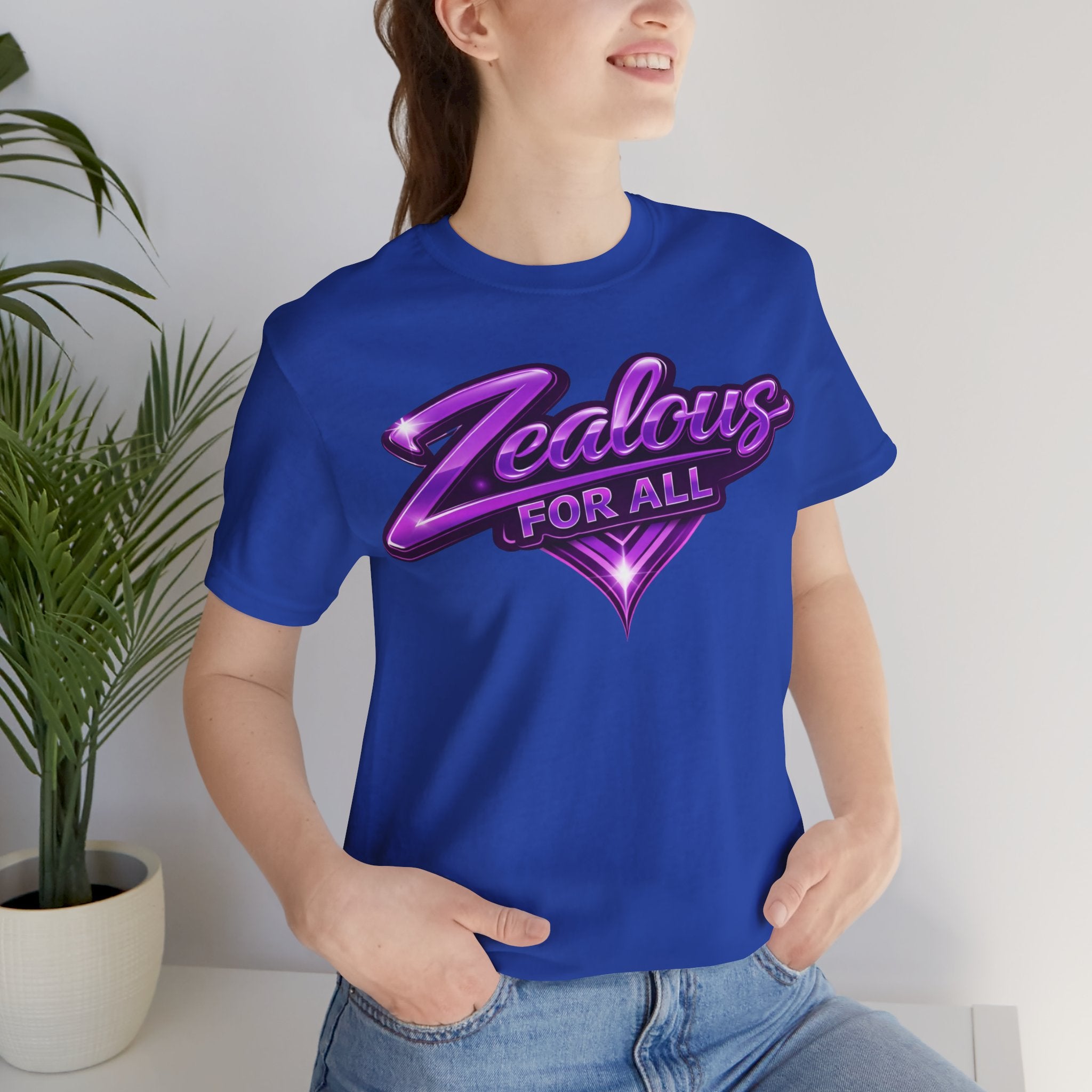 Zealous For All Graphic T-Shirt (Purple Logo) Printify
