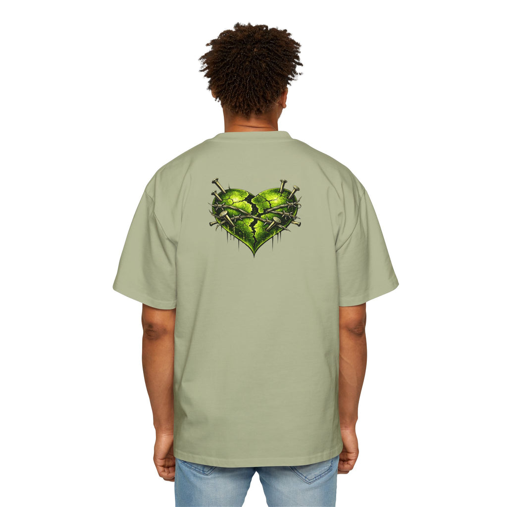 Oversized Discipline Over Emotions Graphic Tee (Green Heart) Printify