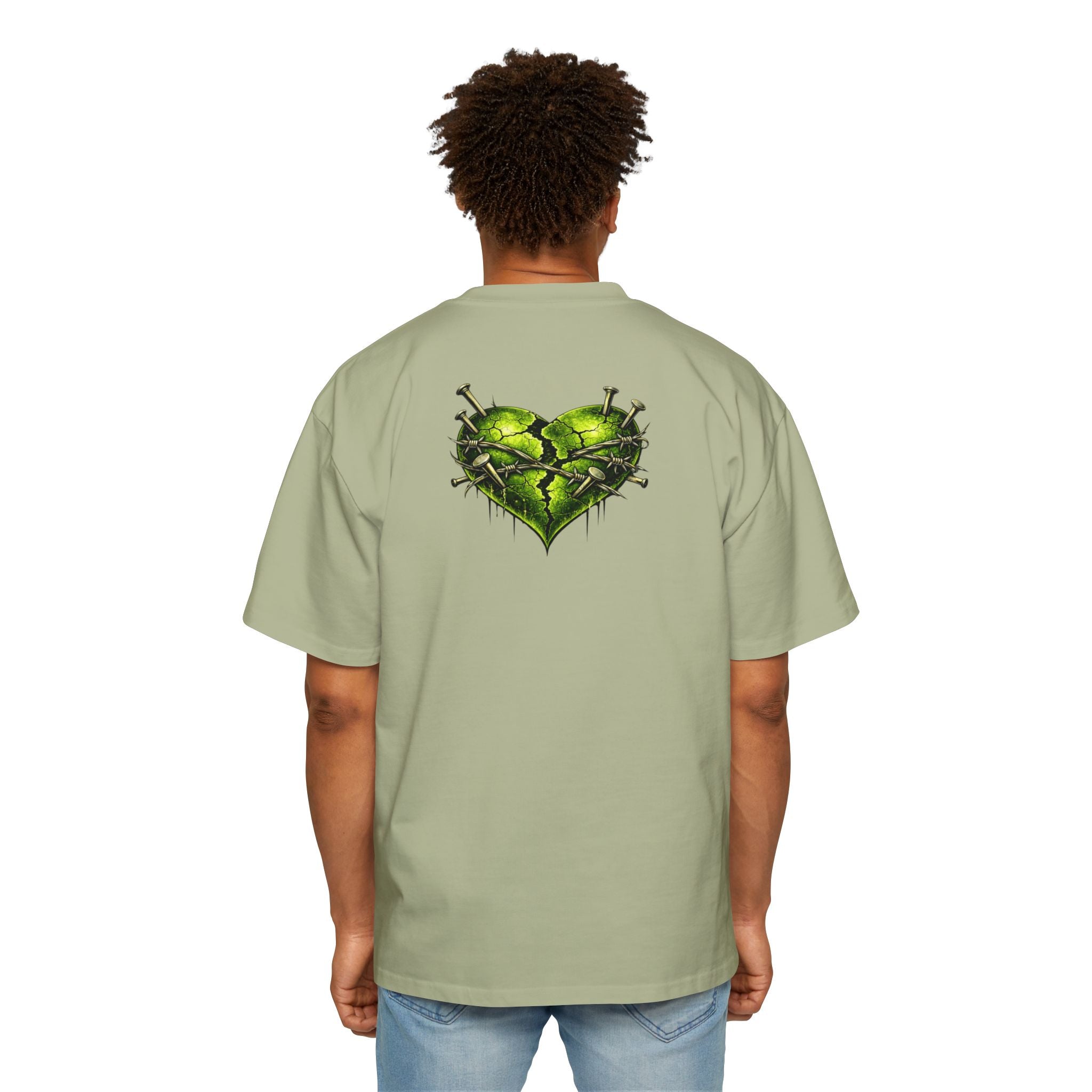 Oversized Discipline Over Emotions Graphic Tee (Green Heart) Printify