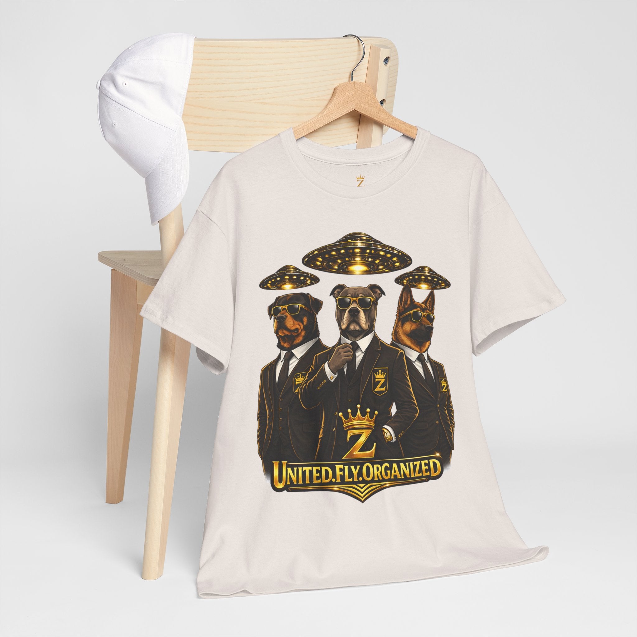 Adult "United. Fly. Organized." Graphic Tee (Gold) Printify