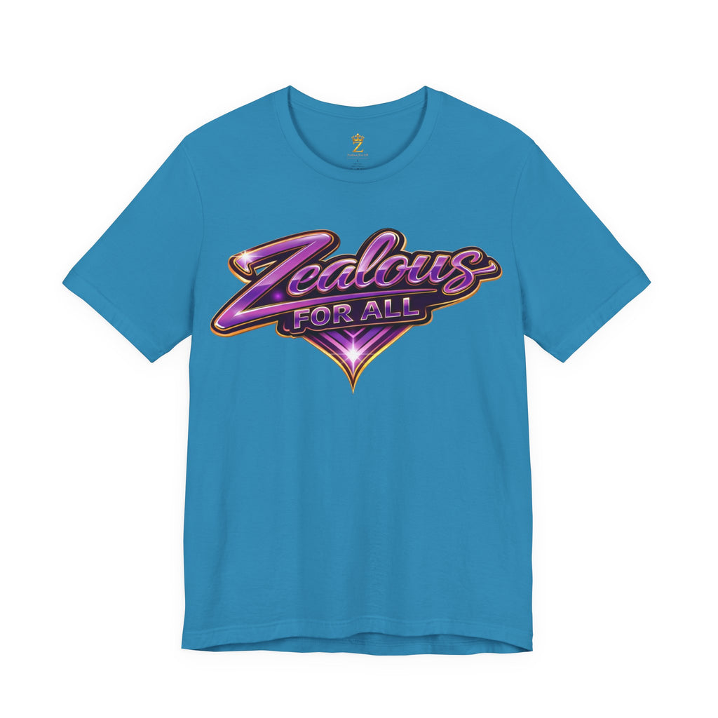 CUSTOM Zealous For All Graphic T-Shirt (Purple & Gold Trim Logo)