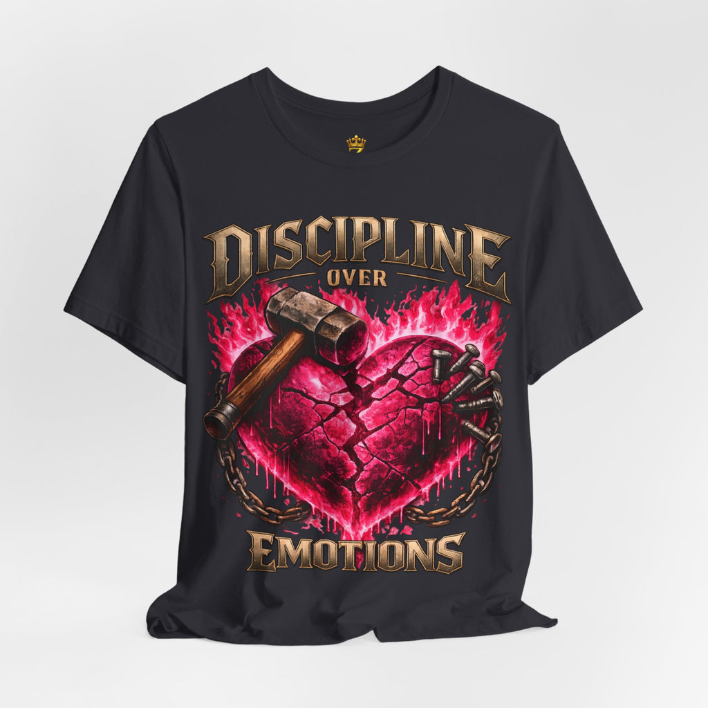 Discipline Over Emotions Premium Graphic T-Shirt (Hot Pink Heart) Printify