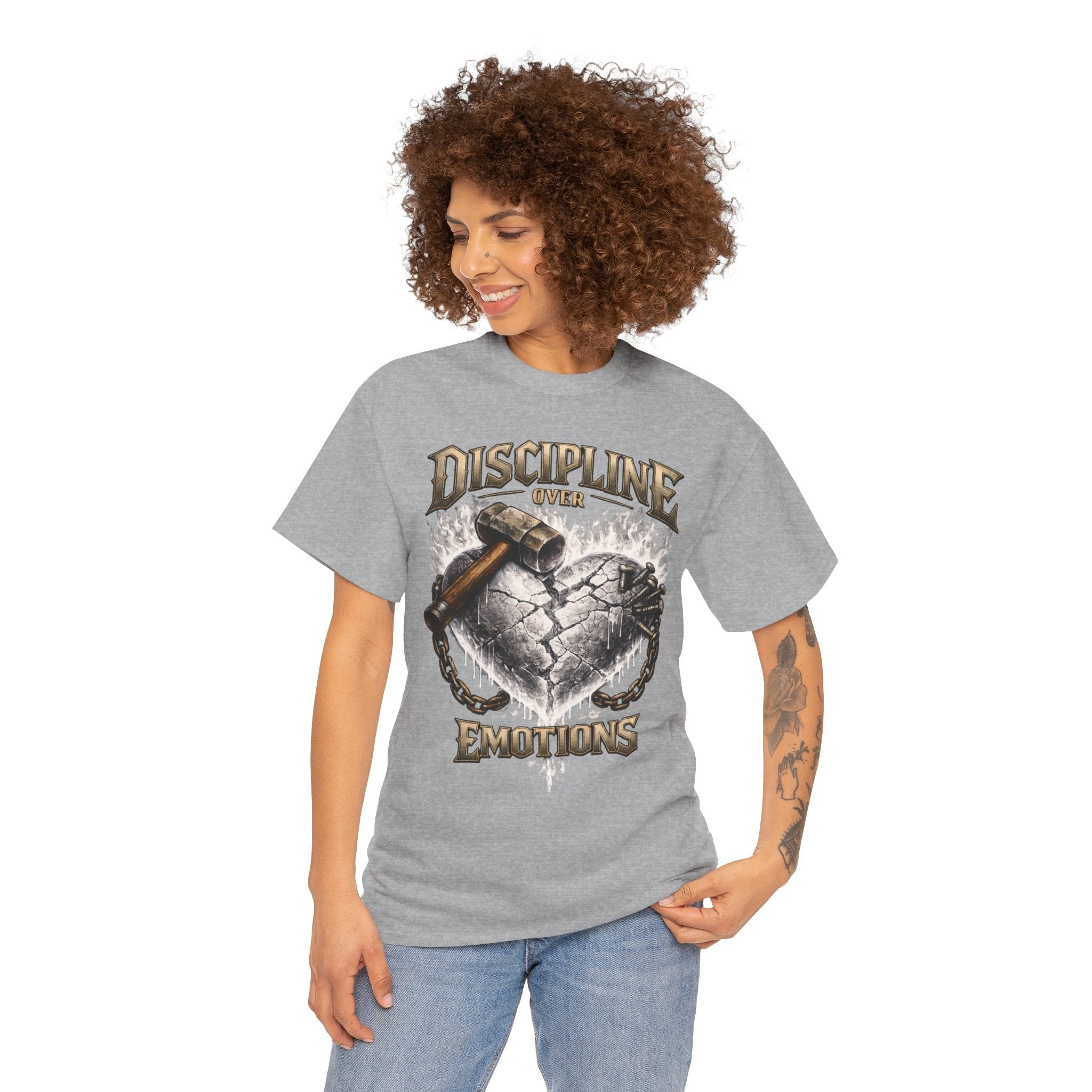 Adult Discipline Over Emotions Graphic T-Shirt (White Heart)