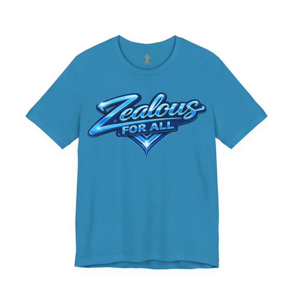 Zealous For All Graphic T-Shirt (Blue Logo) Printify