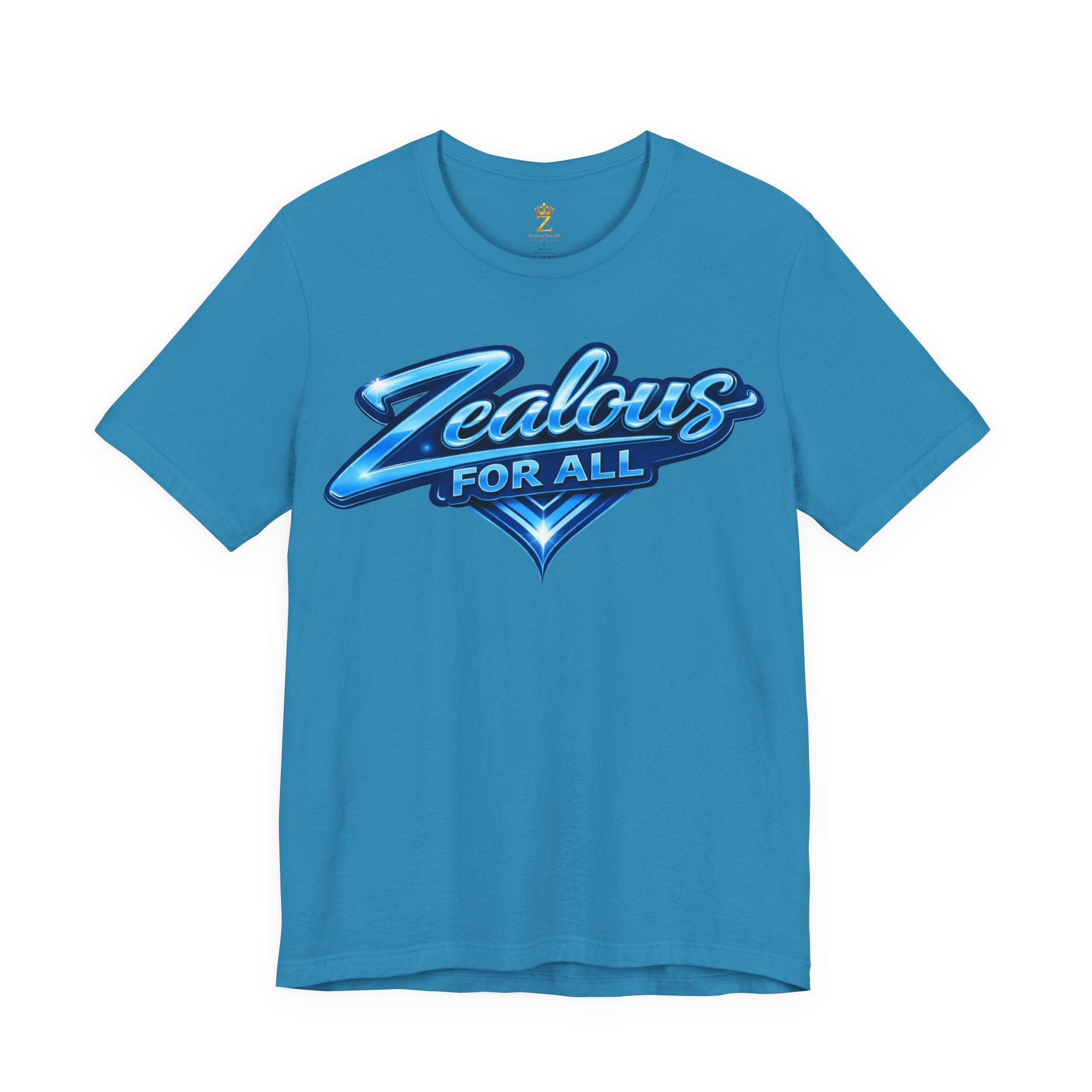 Zealous For All Graphic T-Shirt (Blue Logo) Printify