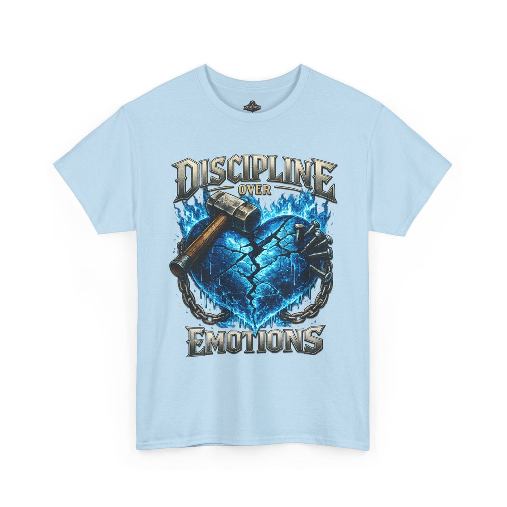 Discipline Over Emotions Graphic T-Shirt (Blue Heart) Printify