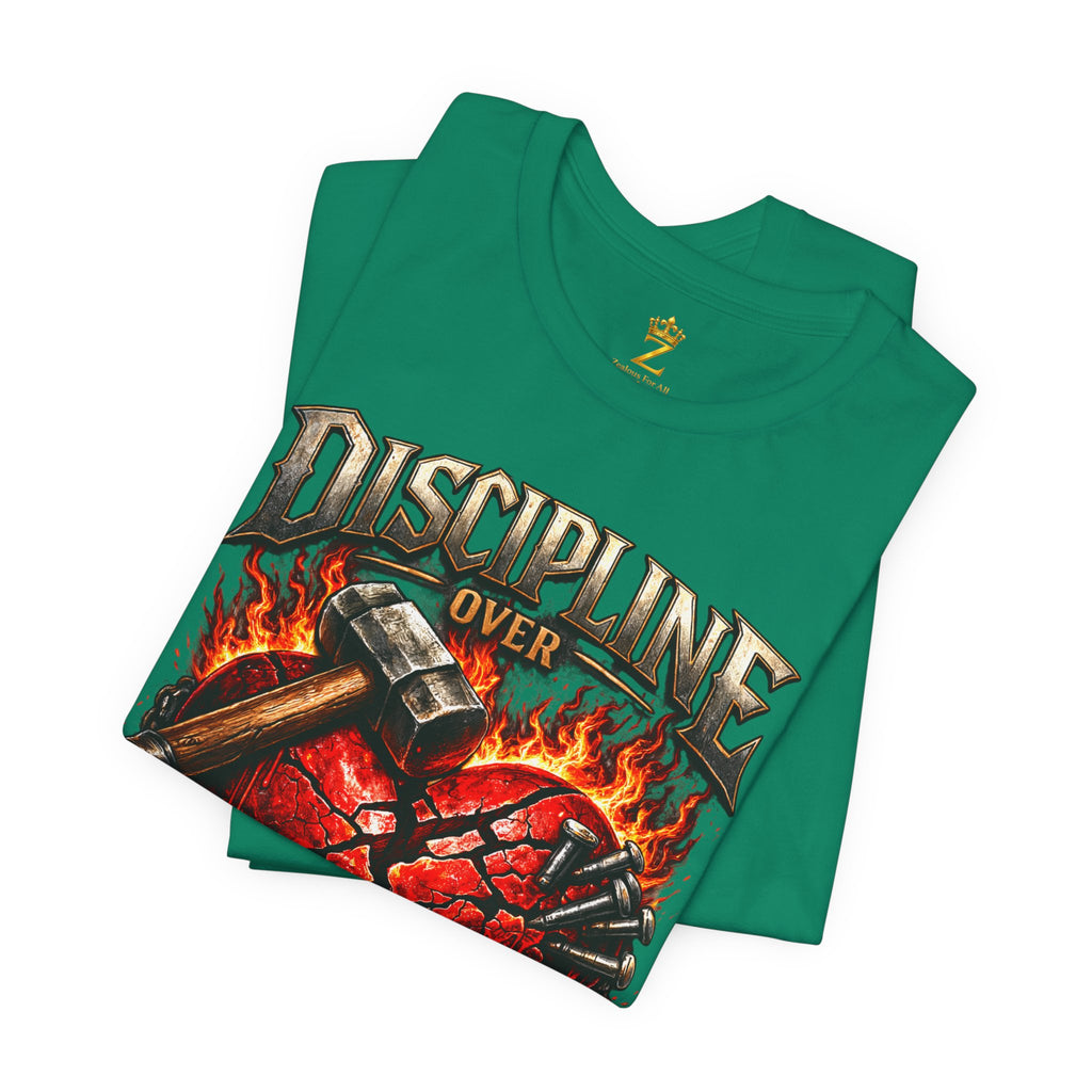 Discipline Over Emotions Premium Graphic T-Shirt (Red Heart) Printify
