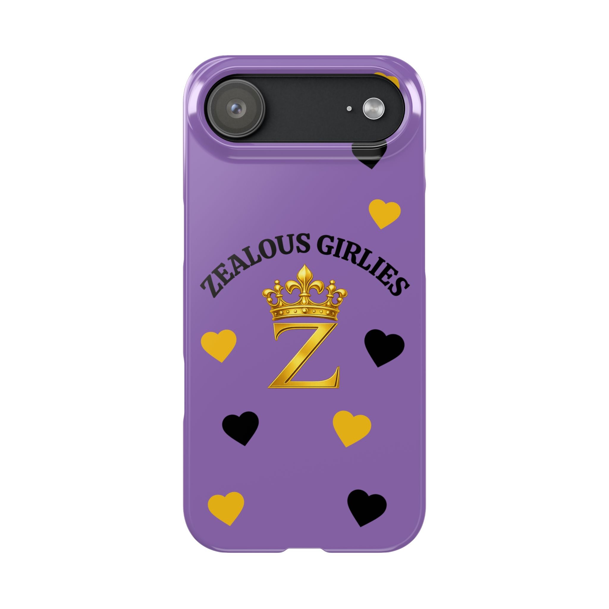 Zealous Girlies 'Z' Crown Slim Phone Case — Purple & Gold Heart Design Printify