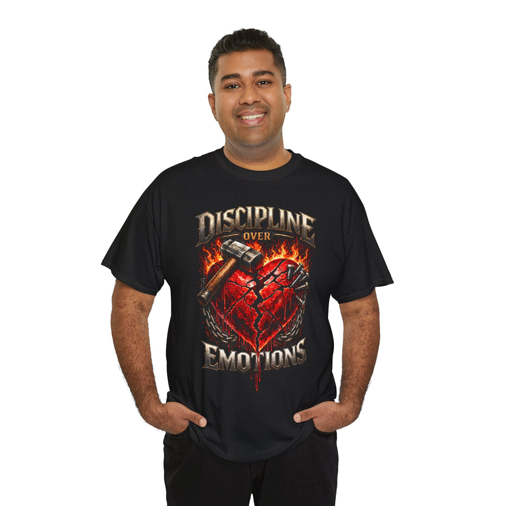 Discipline Over Emotions Graphic T-Shirt (Red Heart) Printify