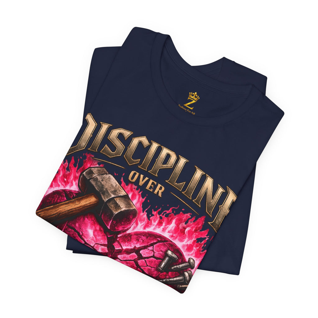 Discipline Over Emotions Premium Graphic T-Shirt (Hot Pink Heart) Printify