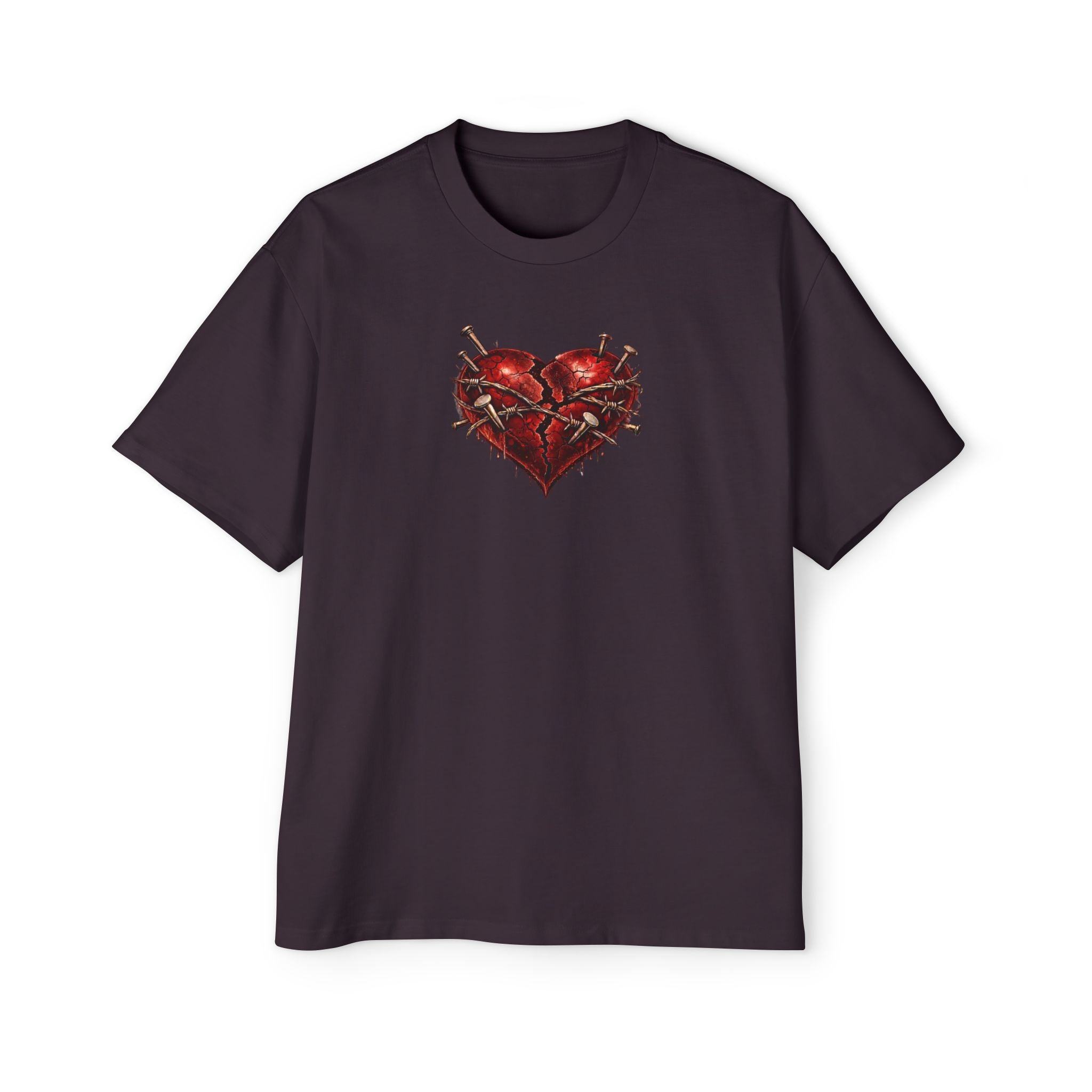 Oversized Discipline Over Emotions (Back) Graphic Tee (Red Heart) Printify