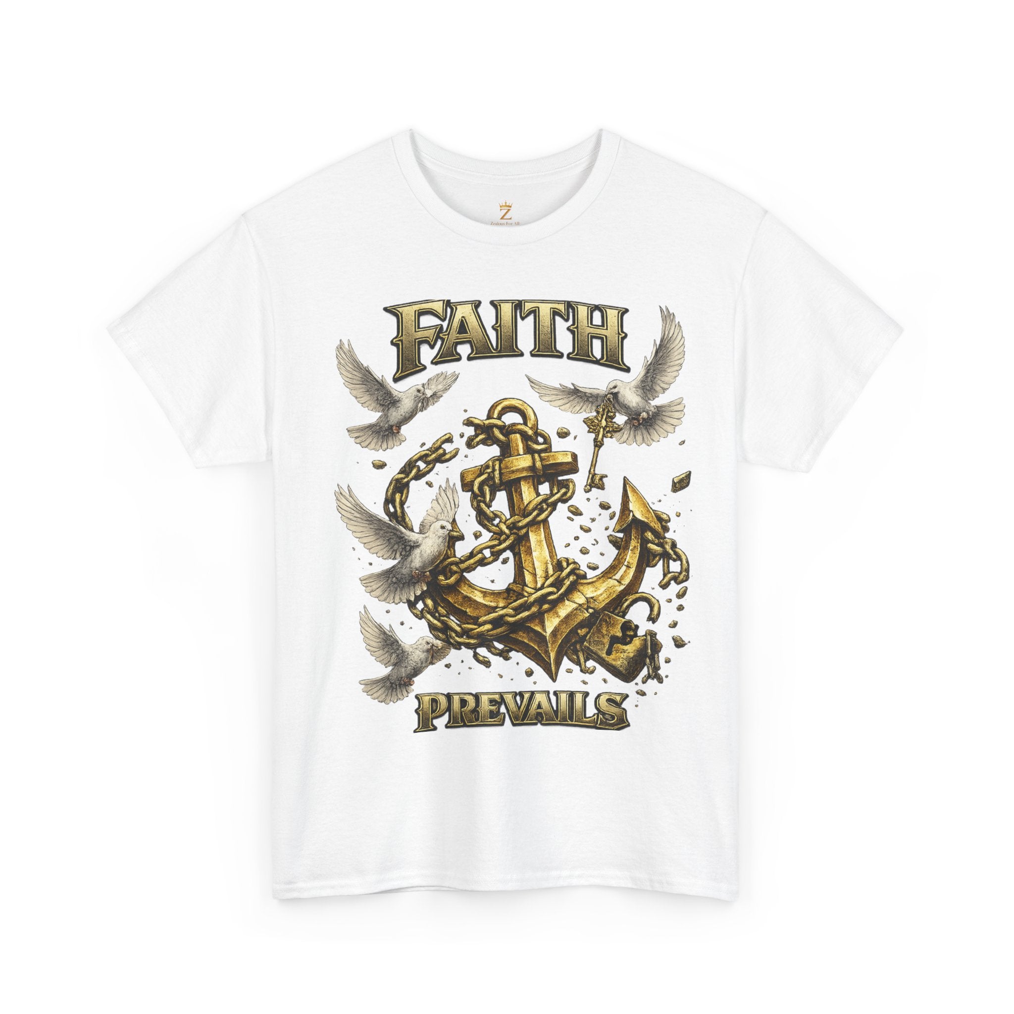 Adult Faith Prevails Anchor T-Shirt (Gold Anchor) Printify