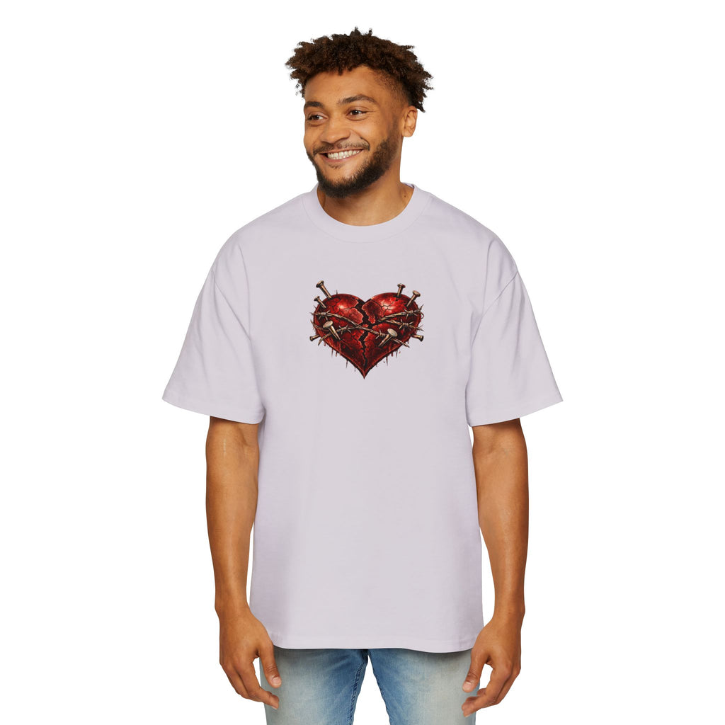 Oversized Discipline Over Emotions (Back) Graphic Tee (Red Heart) Printify